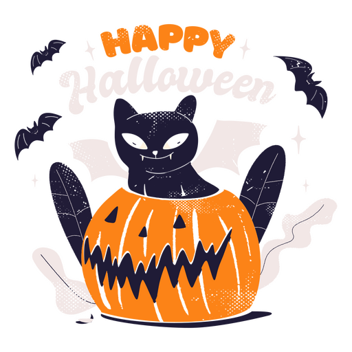 Feliz citação de gato de Halloween Desenho PNG