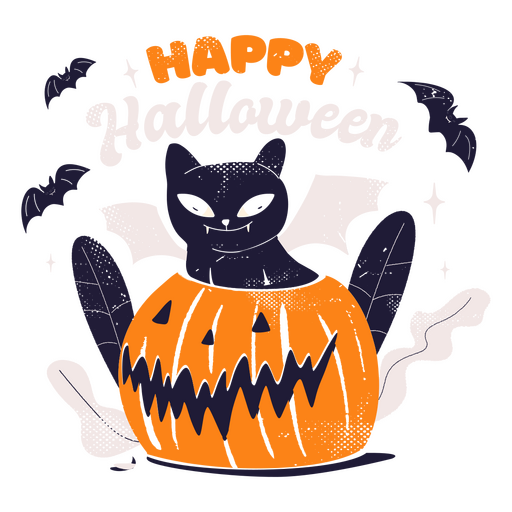 Happy Halloween cat quote  PNG Design
