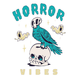 Pájaro con calavera y fantasmas Diseño PNG