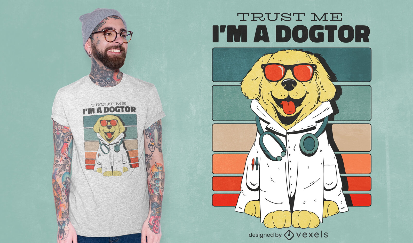 Diseño de camiseta perro doctor