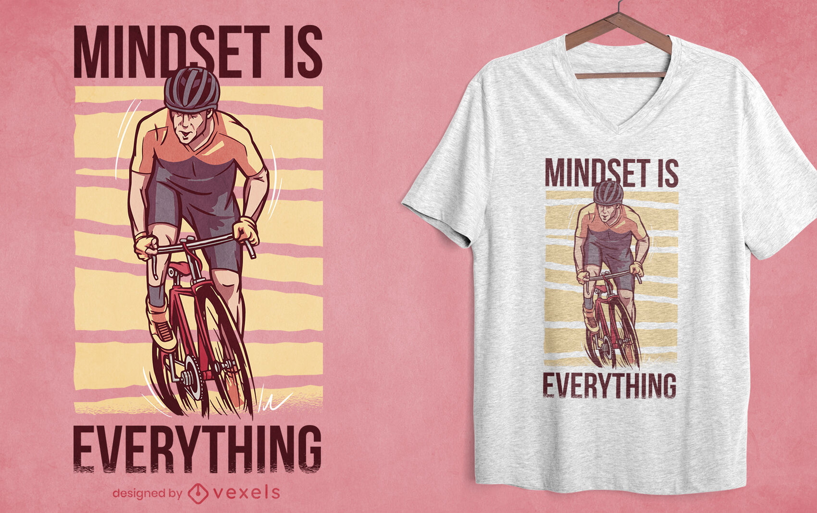 Diseño de camiseta de ciclismo motivacional.