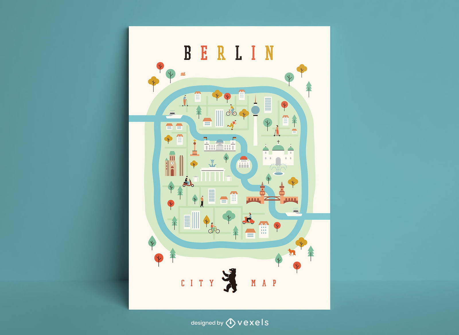 Plantilla de póster de mapa de la ciudad de Berlín