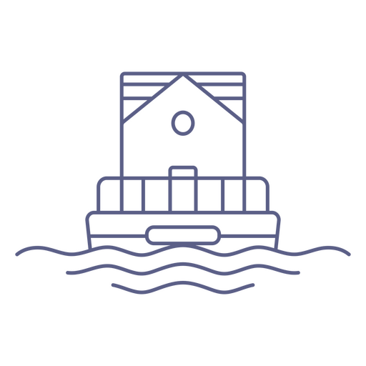 Dibujo de barco casa flotante Diseño PNG