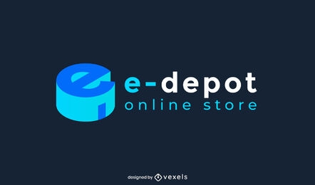 Logotipo 3d de la tienda en línea E