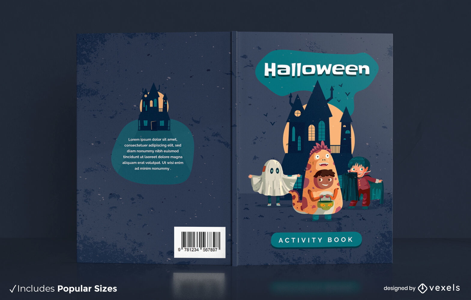 Children halloween activity book cover design