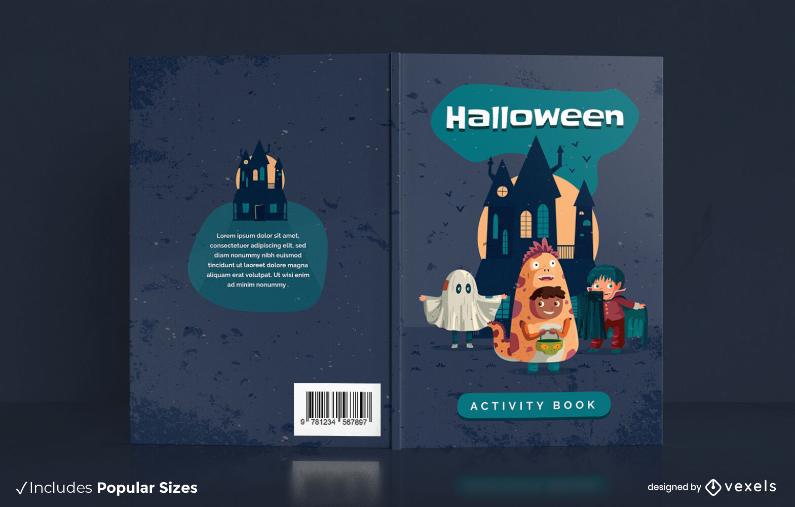 Design de capa de livro de atividades de Halloween para crianças