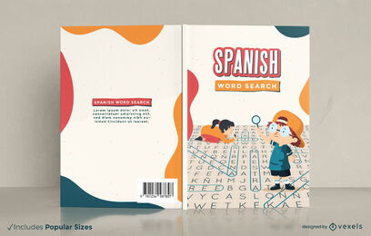 Design de capa de livro de busca de palavras em espanhol