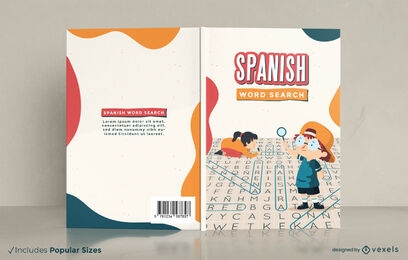 Spanish word search puzzle book cover design