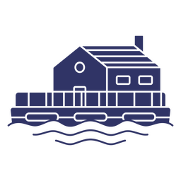 Wasser-Hausboot-Silhouette PNG-Design