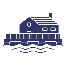Water houseboat silhouette