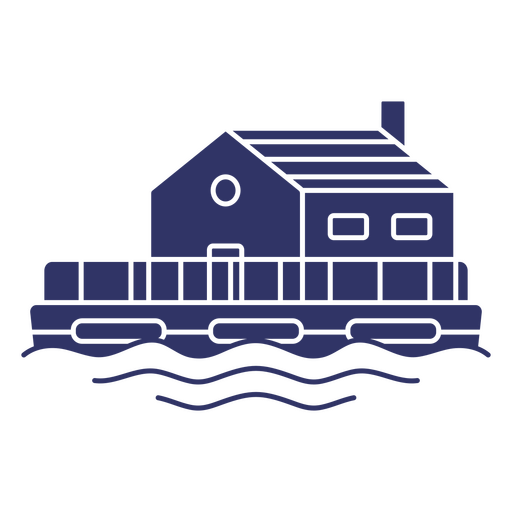 Wasser-Hausboot-Silhouette PNG-Design