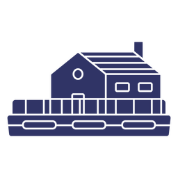 Silueta de casa flotante de barco de agua Diseño PNG