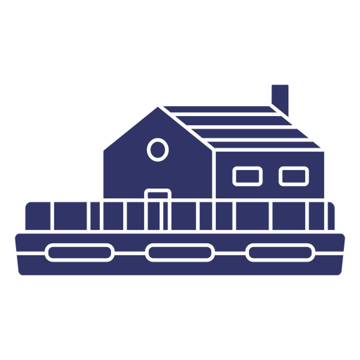 Silueta de casa flotante de barco de agua