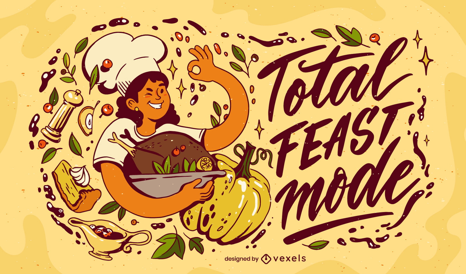 Ilustração de culinária no feriado de Ação de Graças