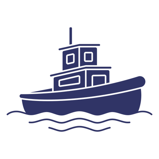 Launch boat water transport silhouette PNG Design