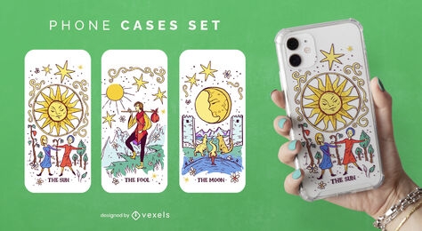 Tarot card deck vintage phone case set