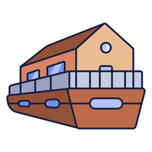 Barco casa flotante Diseño PNG