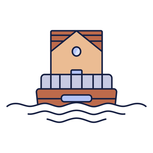 Barco de agua casa flotante Diseño PNG