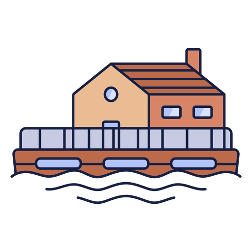 Houseboat house transport PNG Design