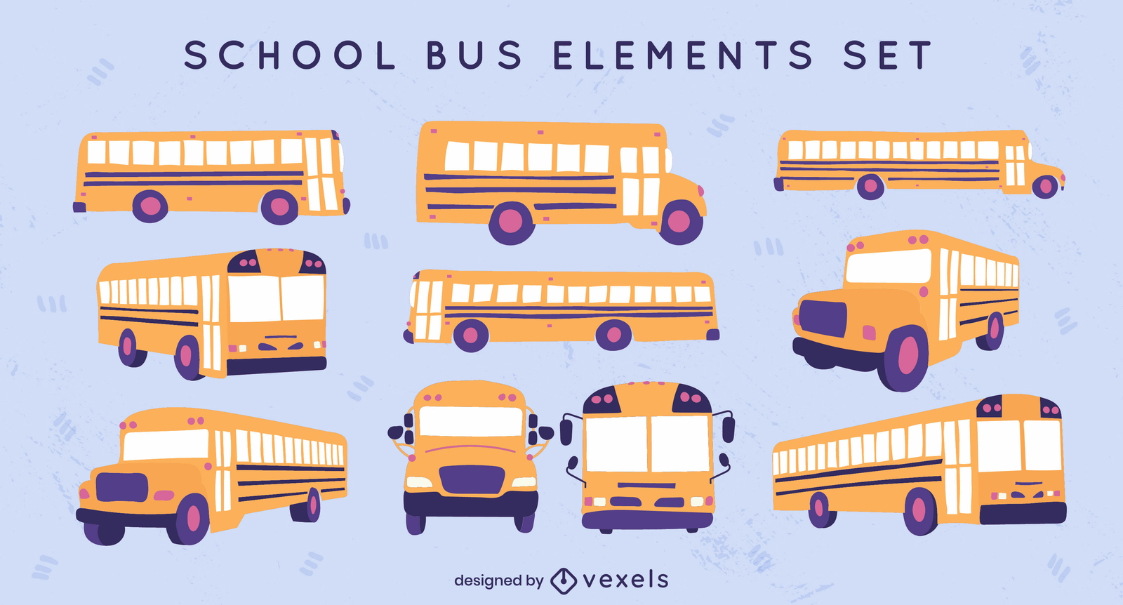 Conjunto plano de ônibus escolares