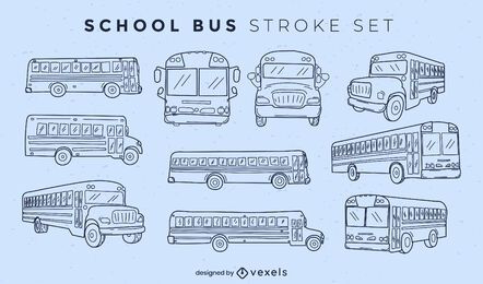 Set of school buses stroke