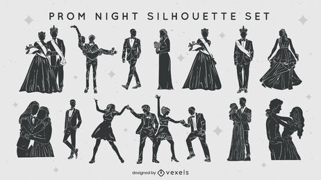 Prom night cut out silhouettes set