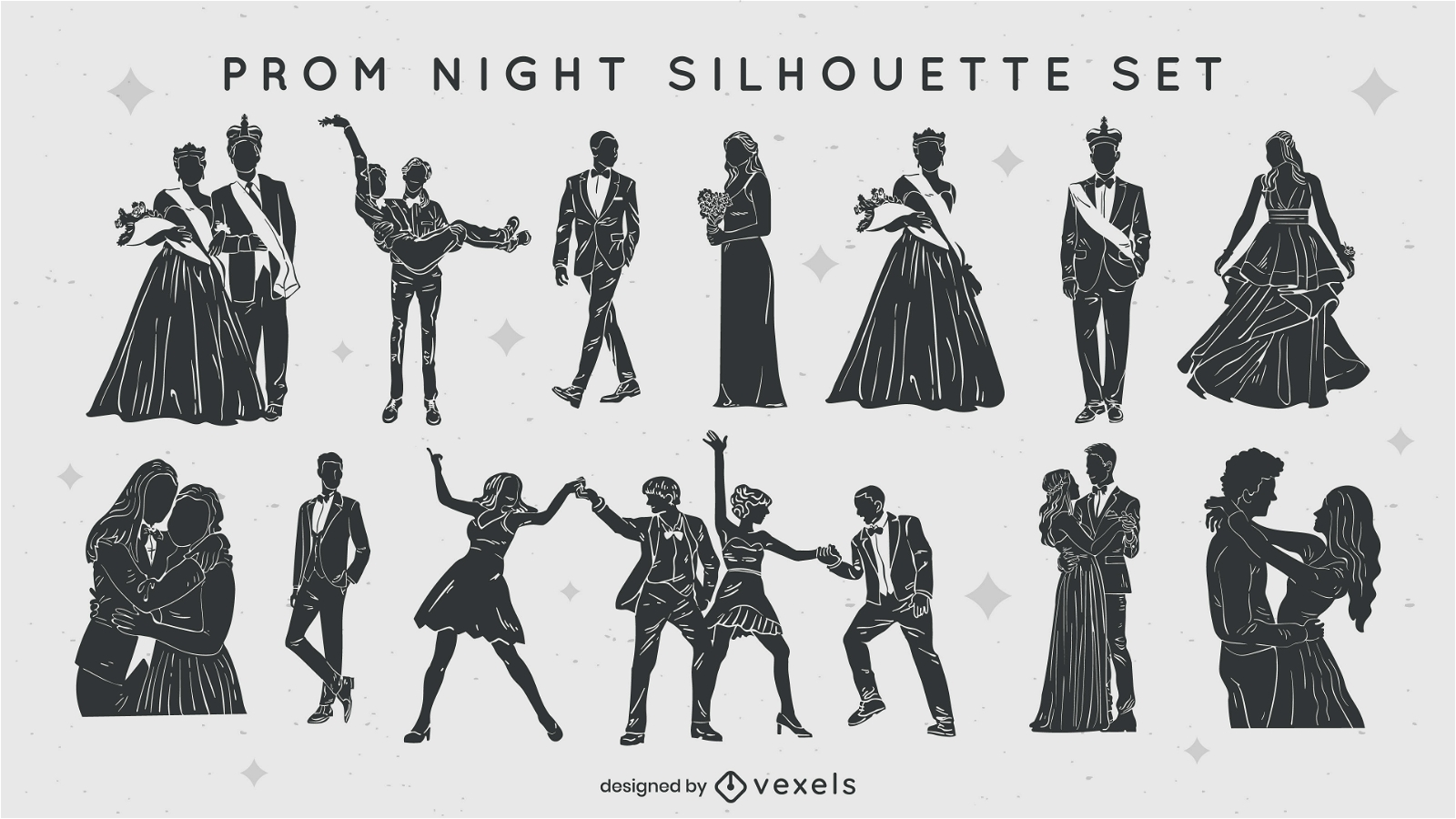 Prom night cut out silhouettes set