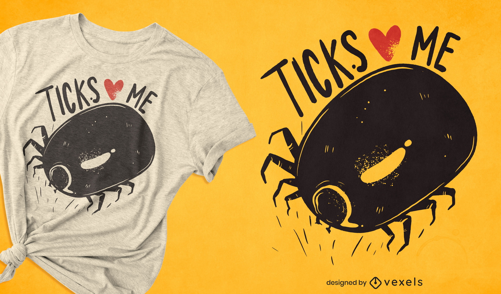 Diseño de camiseta ticks love me