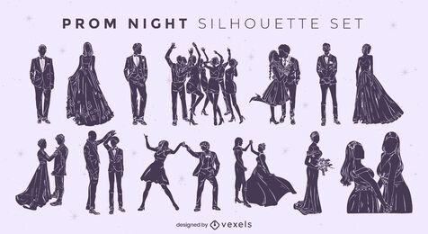 Prom night silhouettes cut out set