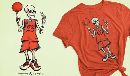 Diseño de camiseta de baloncesto esqueleto