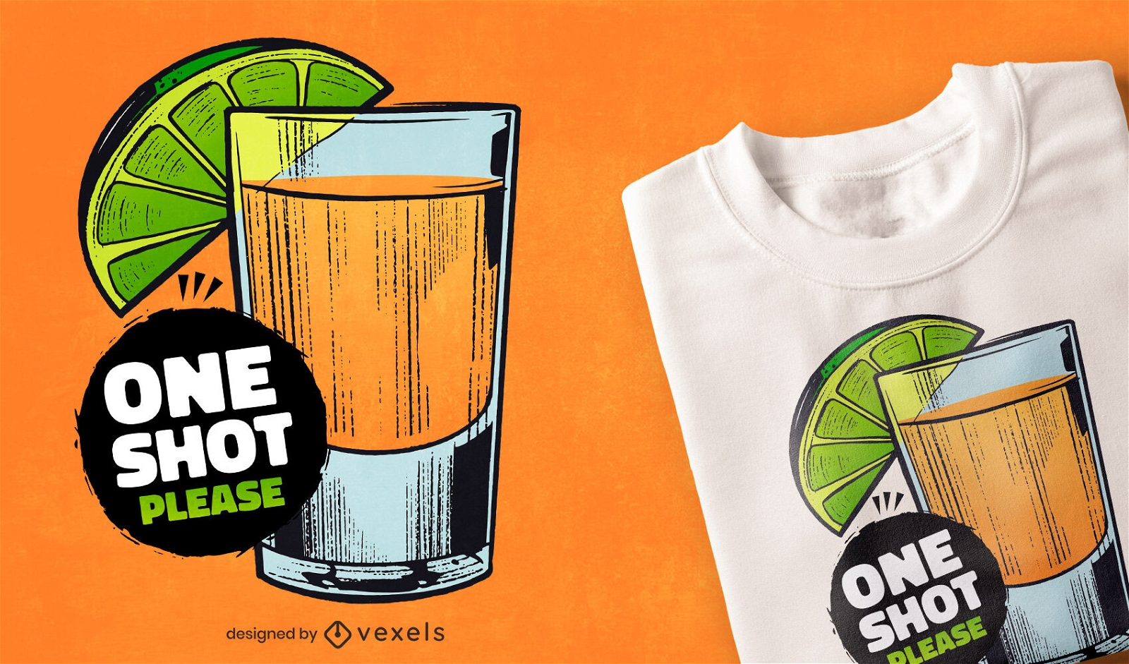 Design de camiseta com tequila shot drink