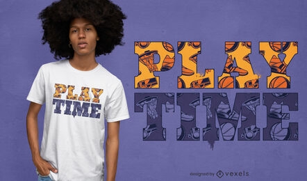 Diseño de camiseta de patrón de texto de tiempo de juego
