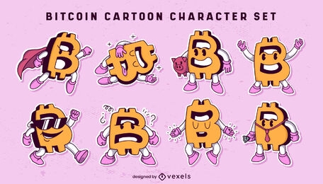 Conjunto de personagens de desenhos animados de criptografia