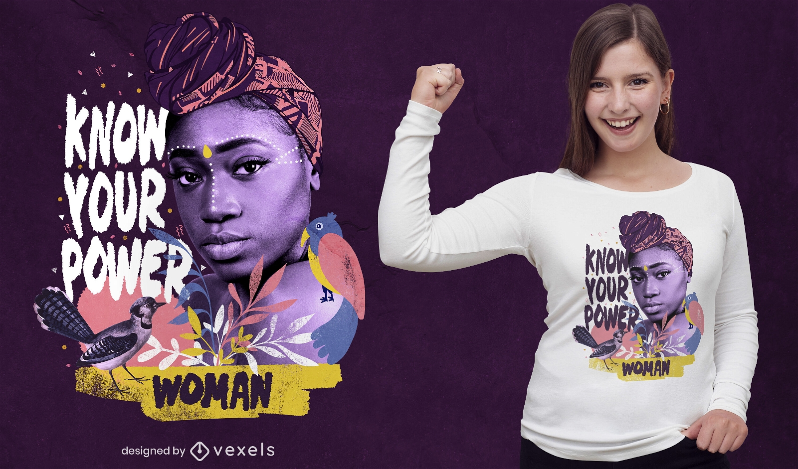 Women power photographic t-shirt psd