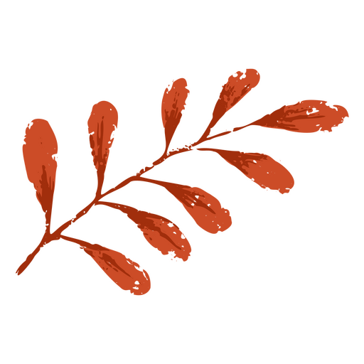 tallo naranja con hojas Diseño PNG