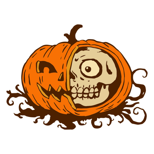 Halloween-Kürbislaterne-Schädel PNG-Design