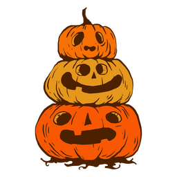 Halloween Jack O&#39; Lanterns pila de dibujos animados Diseño PNG