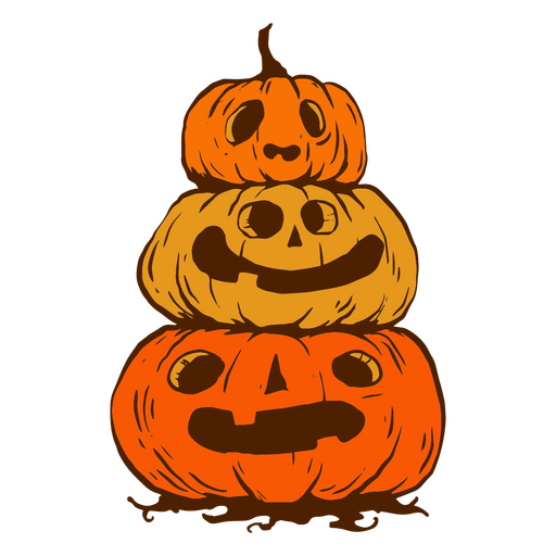 Halloween Jack O&#39; Lanterns pila de dibujos animados Diseño PNG