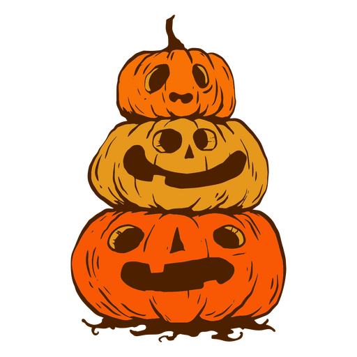 Halloween-K?rbislaternen-Stapelkarikatur PNG-Design