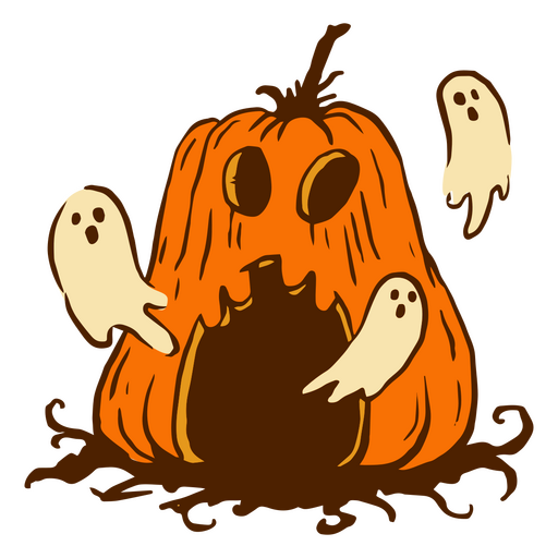 Jack o linterna con fantasmas halloween Diseño PNG