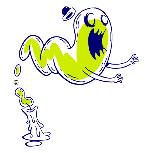 Fantasma assustado e vela halloween Desenho PNG