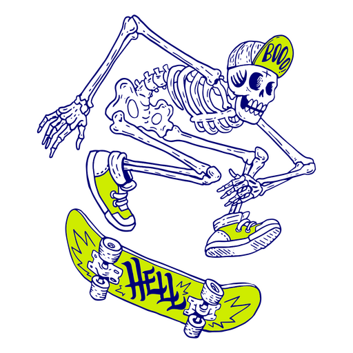 Skeleton skateboarding PNG Design