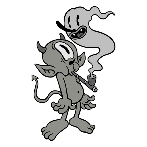 Dibujos animados retro de diablo y esp?ritu de halloween Diseño PNG