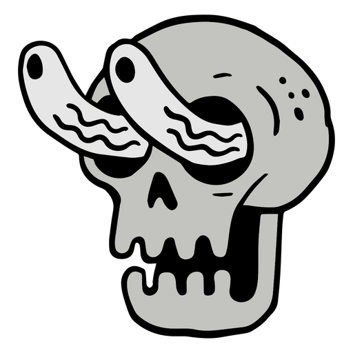 Skull with creepy eyes Halloween cartoon PNG Design