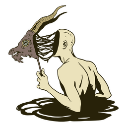 Scary illustration goat person PNG Design