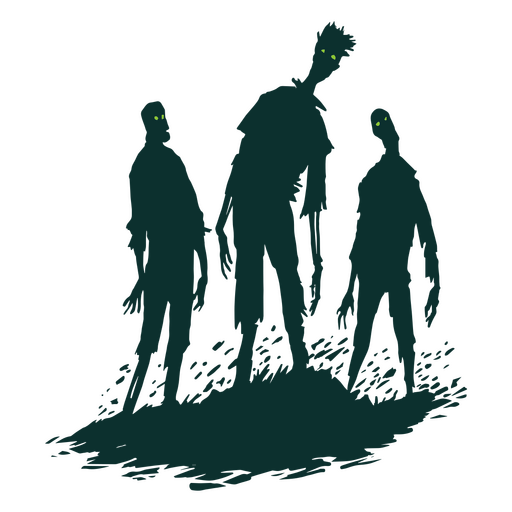 Tres siluetas de zombies Diseño PNG