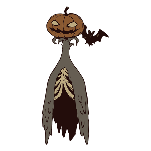 Pumpkin skeleton illustration halloween PNG Design
