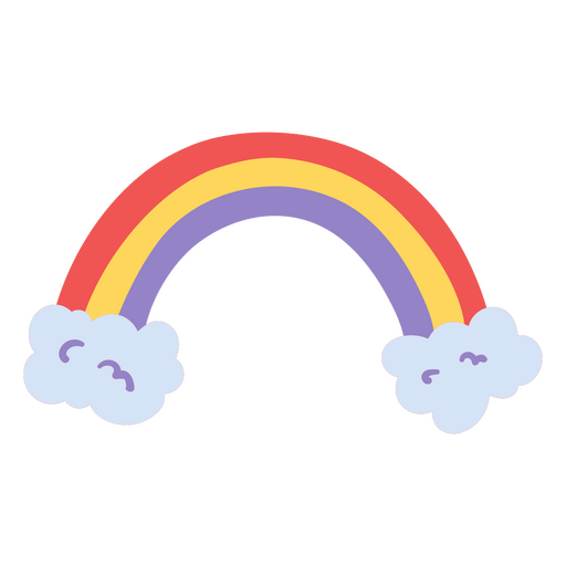 Nubes semi planas del arco iris Diseño PNG