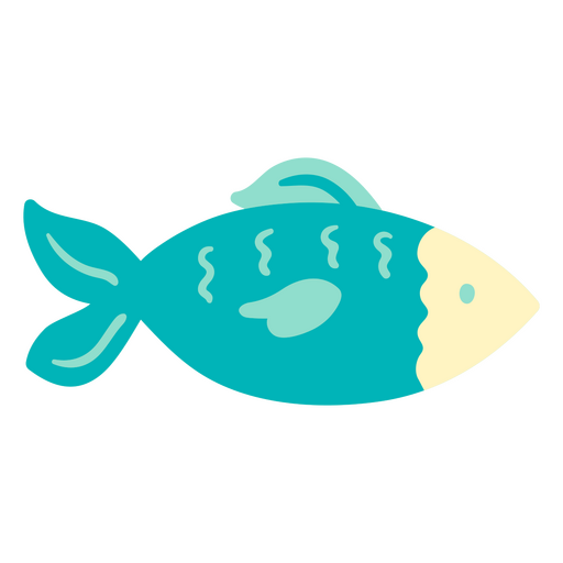 Flat blue fish side view PNG Design
