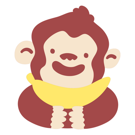 Smiley monkey with banana PNG Design